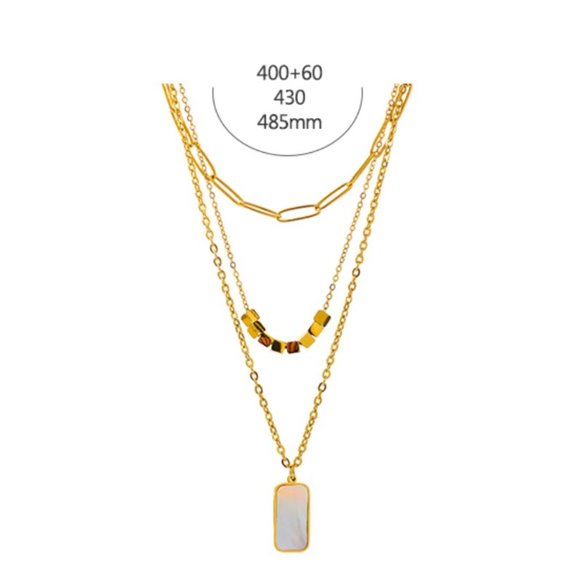 NEW Natural Shell Square Pendant Necklace - Picture 6 of 7